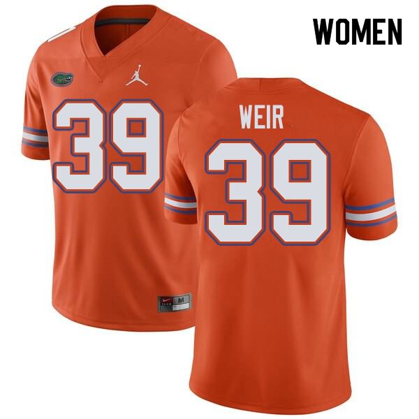 Women's NCAA Florida Gators Michael Weir #39 Stitched Authentic Jordan Brand Orange College Football Jersey KUF0765DH